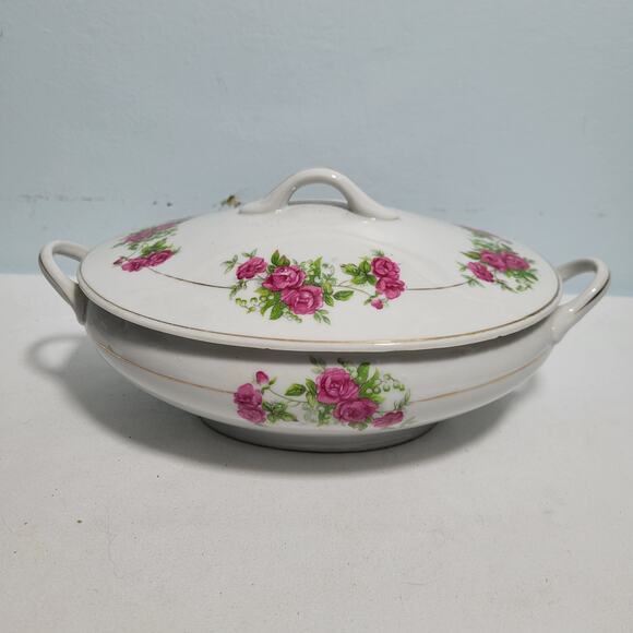 Vintage Royal China Japan Soup Tureen With Lid Featuring Rose Floral Pattern - Picture 5 of 5